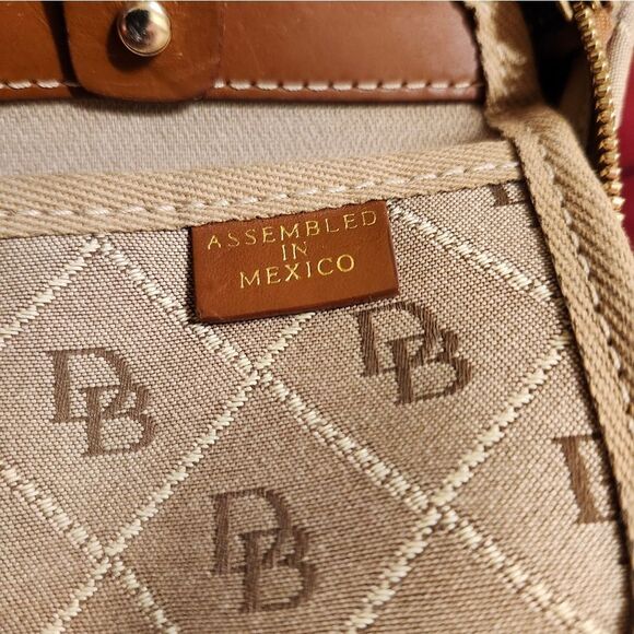 Vtg. Mint  Dooney & Bourke Signature Logo Brn/Tan Canvas w/Leather Trim Handbag - Picture 9 of 16